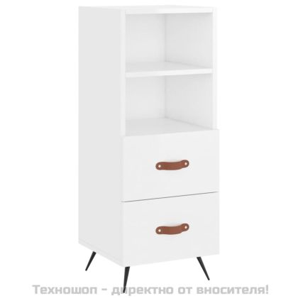 Висок шкаф, бял гланц, 34,5x34x180 см, инженерно дърво