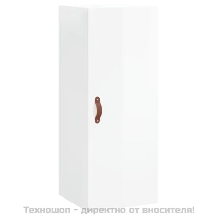 Висок шкаф, бял гланц, 34,5x34x180 см, инженерно дърво