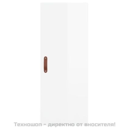 Висок шкаф, бял гланц, 34,5x34x180 см, инженерно дърво