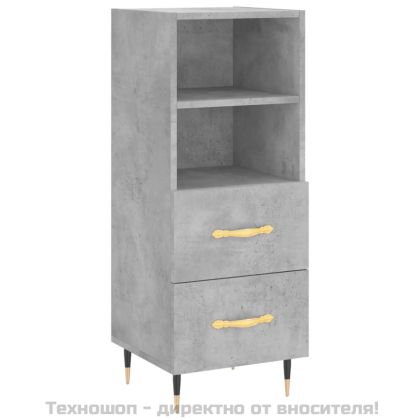 Висок шкаф, бетонно сив, 34,5x34x180 см, инженерно дърво