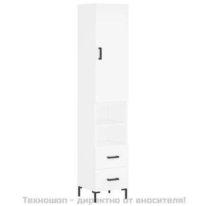 Висок шкаф, бял, 34,5x34x180 см, инженерно дърво