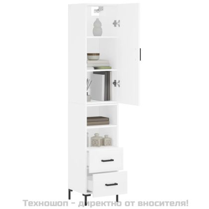 Висок шкаф, бял, 34,5x34x180 см, инженерно дърво