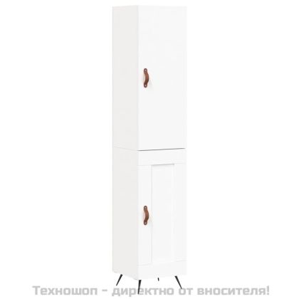Висок шкаф, бял, 34,5x34x180 см, инженерно дърво