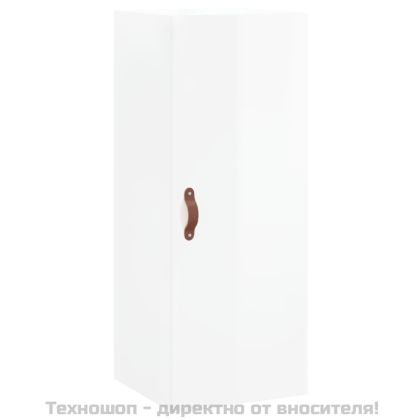 Висок шкаф, бял гланц, 34,5x34x180 см, инженерно дърво