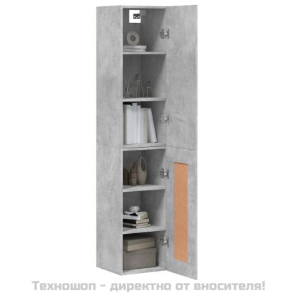 Висок шкаф, бетонно сив, 34,5x34x180 см, инженерно дърво