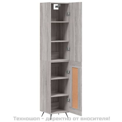 Висок шкаф, сив сонома, 34,5x34x180 см, инженерно дърво