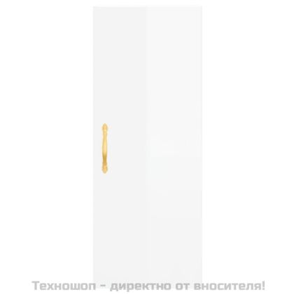 Висок шкаф, бял гланц, 34,5x34x180 см, инженерно дърво