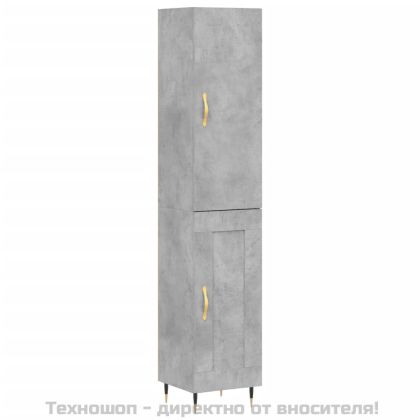 Висок шкаф, бетонно сив, 34,5x34x180 см, инженерно дърво
