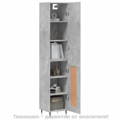 Висок шкаф, бетонно сив, 34,5x34x180 см, инженерно дърво