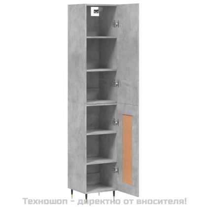Висок шкаф, бетонно сив, 34,5x34x180 см, инженерно дърво