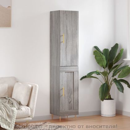 Висок шкаф, сив сонома, 34,5x34x180 см, инженерно дърво