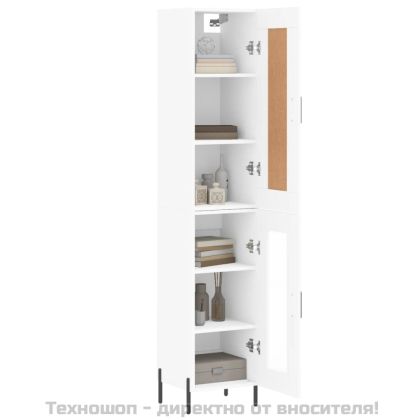 Висок шкаф, бял, 34,5x34x180 см, инженерно дърво