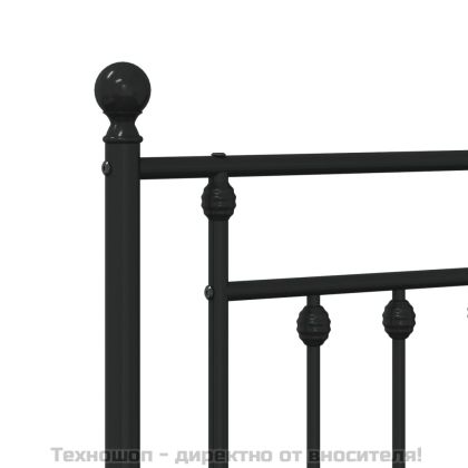 Метална рамка за легло с горна и долна табла, черна, 100x190 см