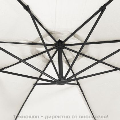 Конзолен градински чадър с LED и метален стълб 350 см пясъчен