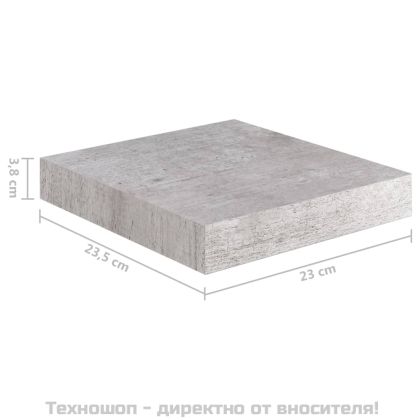 Окачен стенен рафт, бетонно сив, 23x23,5x3,8 см, МДФ