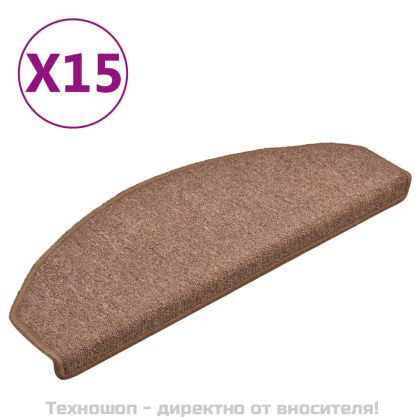 Изтривалки за стълби, 15 бр., 65x24x4 см, кафяви, полукръгли, големи