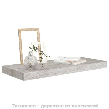 Окачен стенен рафт, бетонно сив, 60x23,5x3,8 см, МДФ