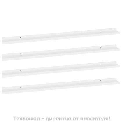 Стенни рафтове, 4 бр, бели, 115x9x3 см