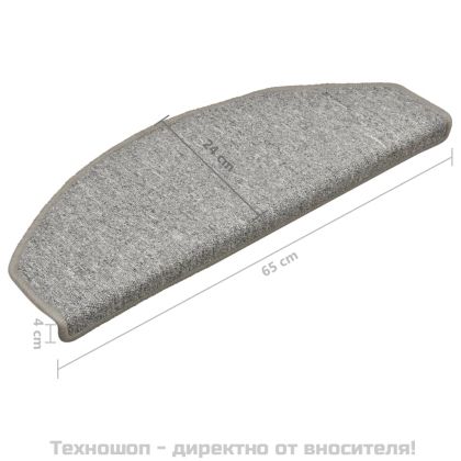 Изтривалки за стълби, 15 бр., 65x24x4 см, светлосиви, полукръгли, големи