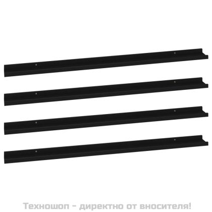 Стенни рафтове, 4 бр, черни, 115x9x3 см