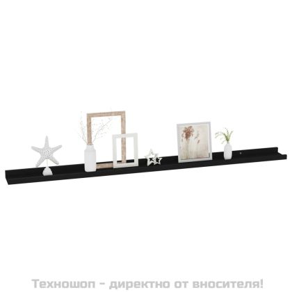 Стенни рафтове, 4 бр, черни, 115x9x3 см