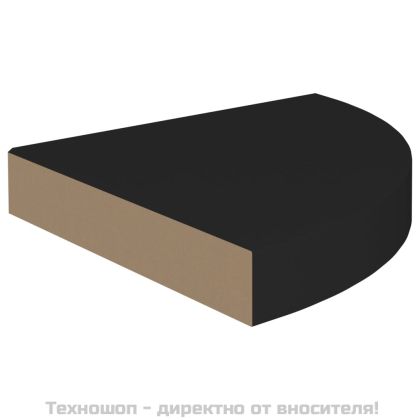 Окачени ъглови рафтове, 2 бр, черни, 25x25x3,8 см, МДФ