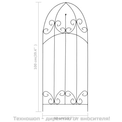 Стойки за пълзящи растения, 3 бр, черни, 40х100 см, желязо