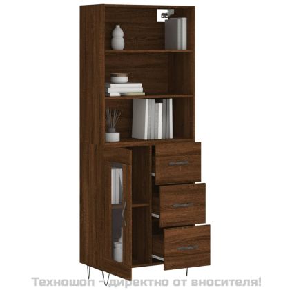 Висок шкаф, кафяв дъб, 69,5x34x180 см, инженерно дърво