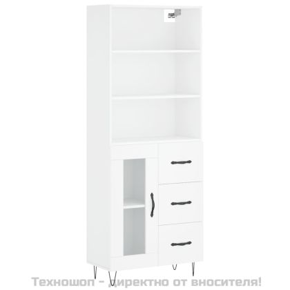 Висок шкаф, бял, 69,5x34x180 см, инженерно дърво