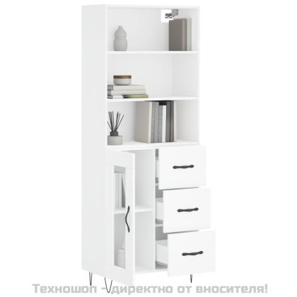 Висок шкаф, бял, 69,5x34x180 см, инженерно дърво