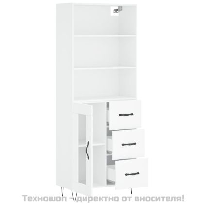 Висок шкаф, бял, 69,5x34x180 см, инженерно дърво