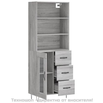 Висок шкаф, сив сонома, 69,5x34x180 см, инженерно дърво