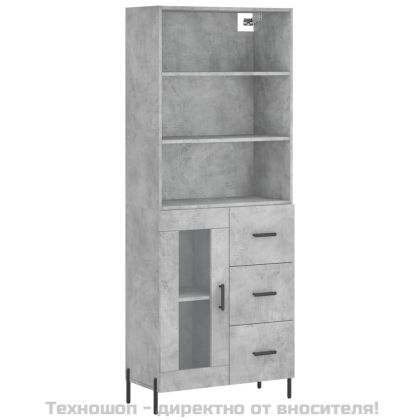 Висок шкаф, бетонно сив, 69,5x34x180 см, инженерно дърво