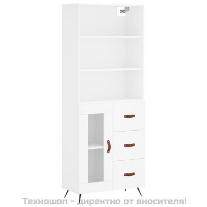 Висок шкаф, бял, 69,5x34x180 см, инженерно дърво