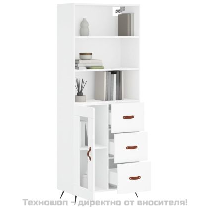 Висок шкаф, бял, 69,5x34x180 см, инженерно дърво