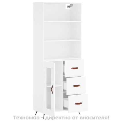 Висок шкаф, бял, 69,5x34x180 см, инженерно дърво