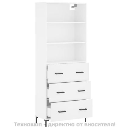Висок шкаф, бял, 69,5x34x180 см, инженерно дърво
