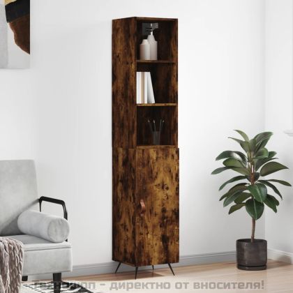 Висок шкаф, опушен дъб, 34,5x34x180 см, инженерно дърво