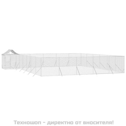 Външна клетка за куче с покрив сребриста 12x12x2,5 м стомана