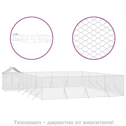 Външна клетка за куче с покрив сребриста 10x8x2,5 м стомана