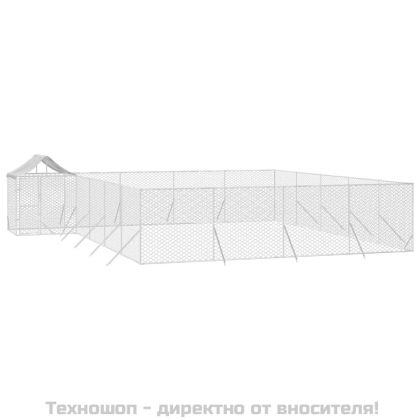 Външна клетка за куче с покрив сребриста 10x8x2,5 м стомана