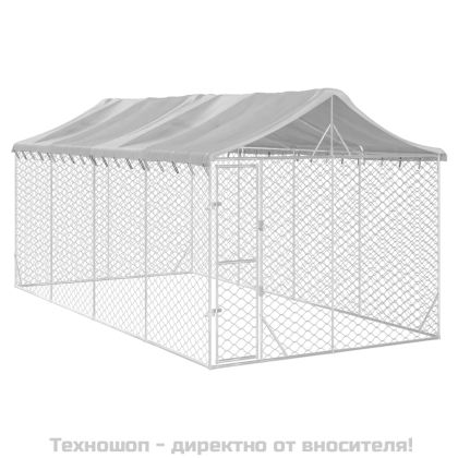 Външна клетка за куче с покрив сребриста 3x6x2,5 м стомана