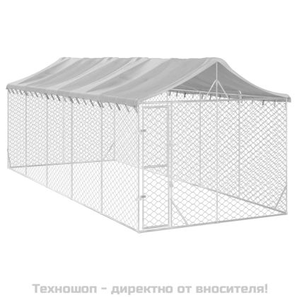 Външна клетка за куче с покрив сребриста 3x7,5x2,5 м стомана