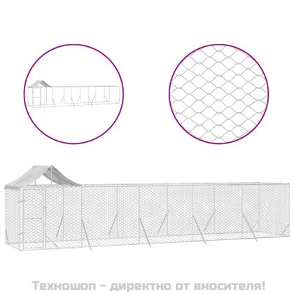 Външна клетка за куче с покрив сребриста 10x2x2,5 м стомана