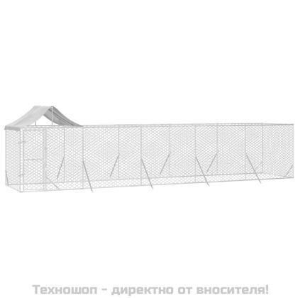 Външна клетка за куче с покрив сребриста 10x2x2,5 м стомана
