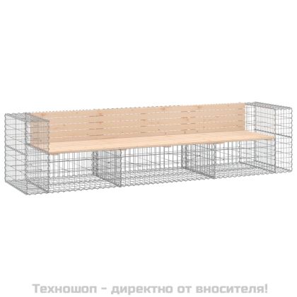 Градинска пейка габионен дизайн 287x71x65,5 см бор масив
