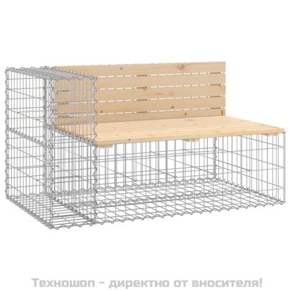 Градинска пейка габионен дизайн 347x71x65,5 см бор масив