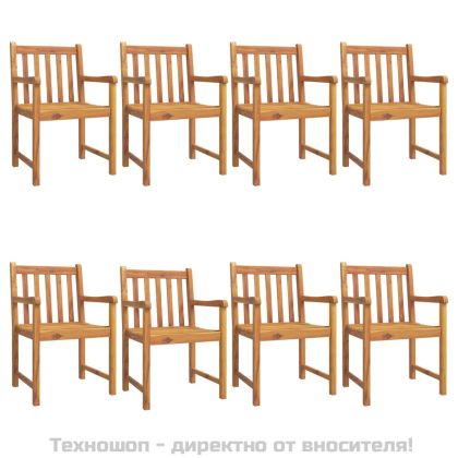 Градински столове, 8 бр, 56x55,5x90 см, акация масив