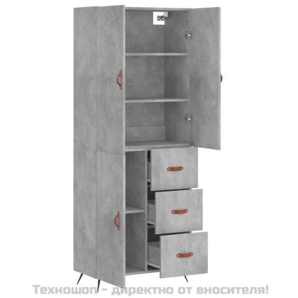 Висок шкаф, бетонно сив, 69,5x34x180 см, инженерно дърво