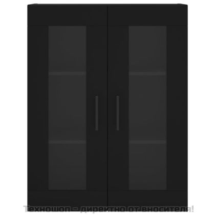 Стенни шкафове, 2 бр, черни, инженерно дърво